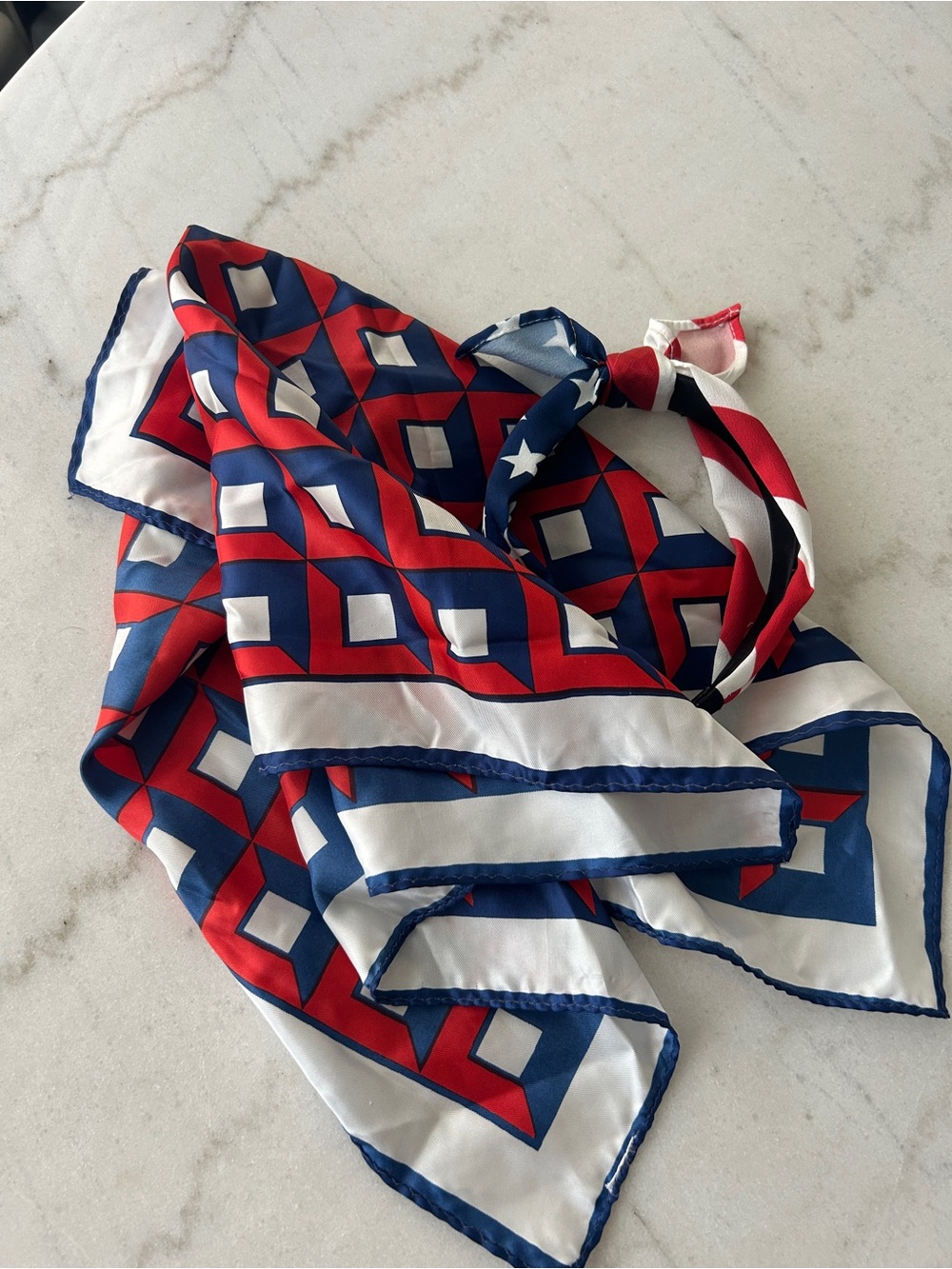 Red, White & Blue Geometric Scarf & Headband